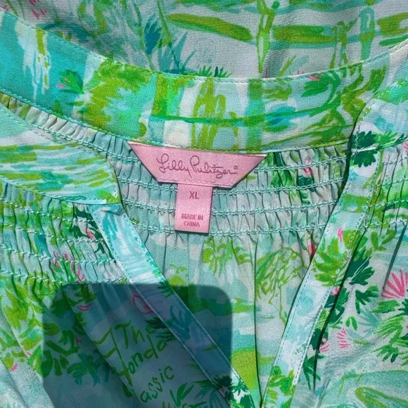 Honda Classic Gold Lilly Pulitzer Tropical Green and Blue Blouse - Picture 10 of 11